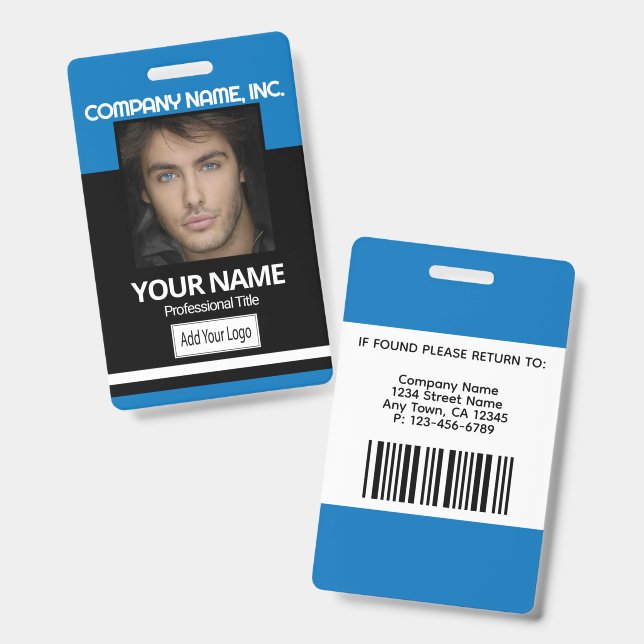 Tarjeta De Identificación Photo Badge - Black and Blue (Parte frontal y trasera)