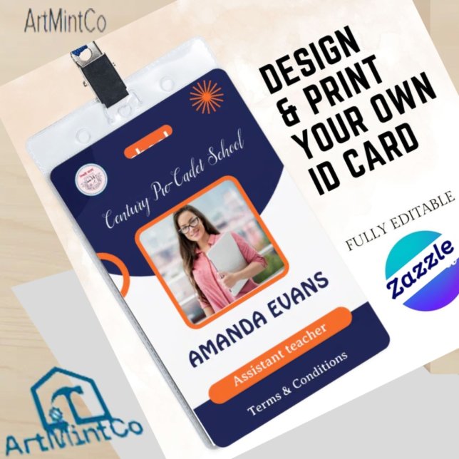 Tarjeta De Identificación Photo Employee Logo or QR CODE Security (Subido por el creador)