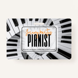 Tarjeta De Identificación Piano moderno espiral pianista Naranja blanco y ne