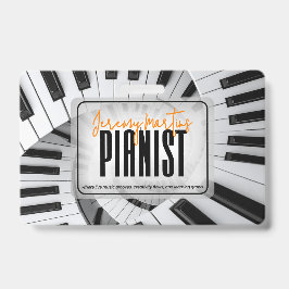 Tarjeta De Identificación Piano Moderno Espirales Negro&Blanco Naranja Piani
