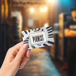 Tarjeta De Identificación Piano Moderno Espirales Negro&Blanco Naranja Piani