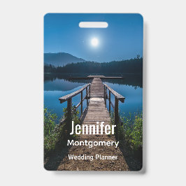 Tarjeta De Identificación Pier de noche bajo una luna llena