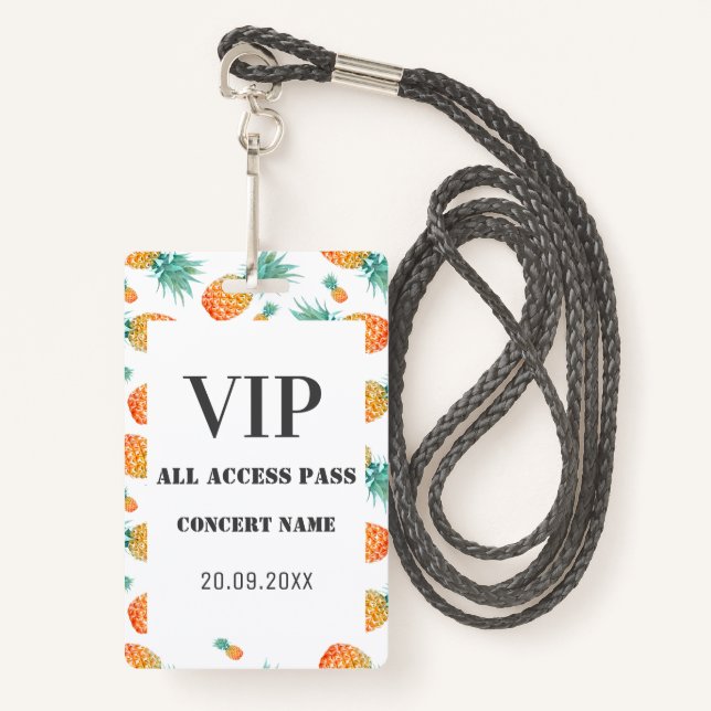 Tarjeta De Identificación Pineapple tropical Fiesta del Concierto de Acceso  (Anverso son cordón)