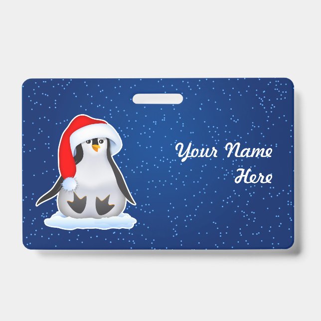Tarjeta De Identificación Pingüino de Navidad (Parte frontal)