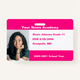 Tarjeta De Identificación Pink Do It Yourself Personalizado Homeschool Photo