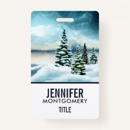 Tarjeta De Identificación Pintura de color acuático de invierno panorámico