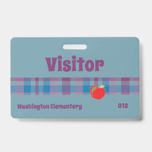 Tarjeta De Identificación Placa azul para visitantes de la escuela