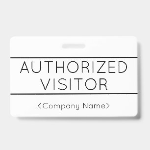Tarjeta De Identificación Placa básica de "VISITANTE AUTORIZADO"