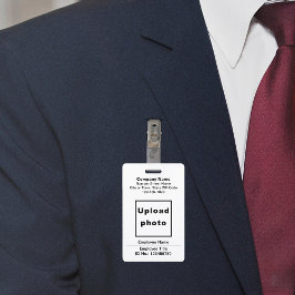 Tarjeta De Identificación Placa Blanca Basada en Texto con Foto de Empleado
