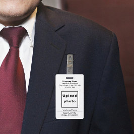 Tarjeta De Identificación Placa blanca con foto de empleado basada en texto