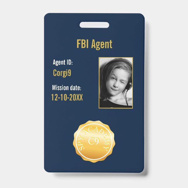 Tarjeta De Identificación Placa de Agente Secreto del FBI (Parte frontal)
