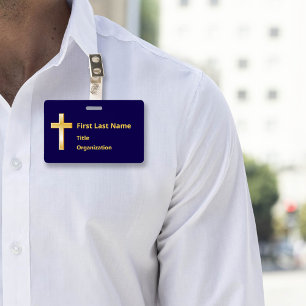 Tarjeta De Identificación Placa de identificación con cruz de oro cristiana