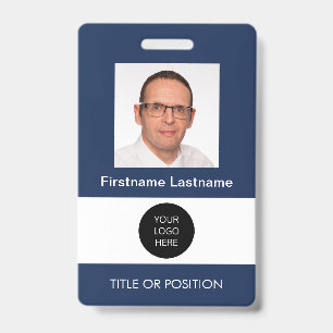 Tarjeta De Identificación Placa de identificación con foto de color azul osc