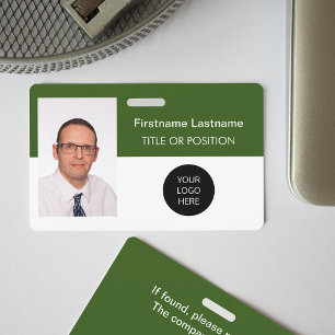 Tarjeta De Identificación Placa de identificación con foto Forest Green