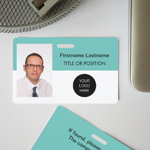 Tarjeta De Identificación Placa de identificación con nombre de foto azul tu