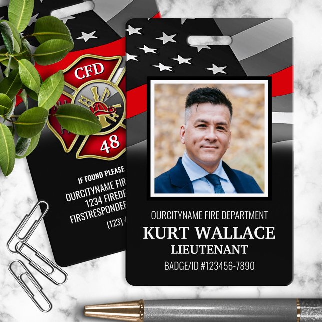 Tarjeta De Identificación Placa de identificación de bombero con foto del De (Subido por el creador)