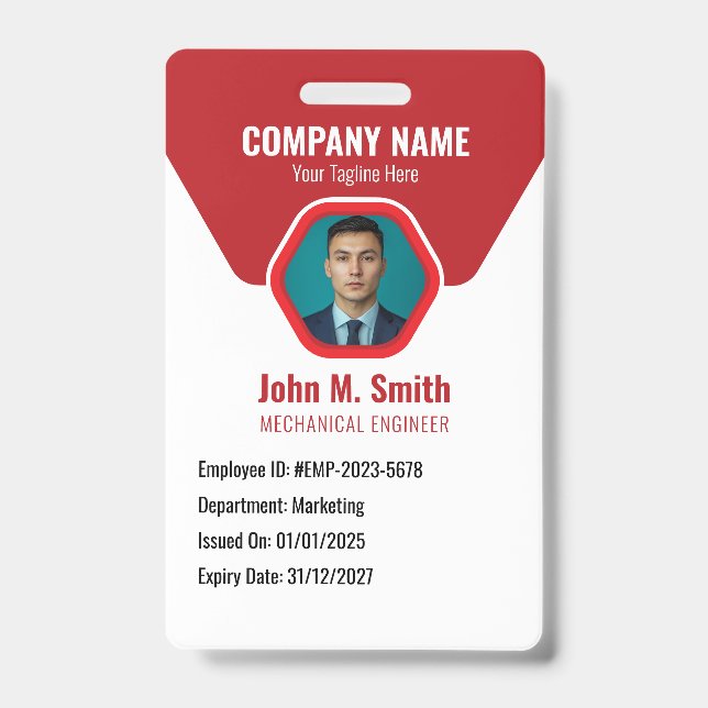 Tarjeta De Identificación Placa de identificación de empleado personalizable (Parte frontal)