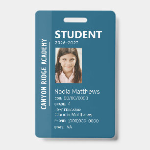 Tarjeta De Identificación Placa de identificación de estudiante de educación