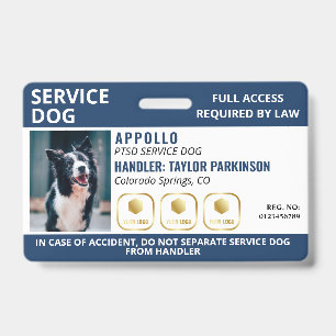 Tarjeta De Identificación Placa de identificación de perro de servicio blanc