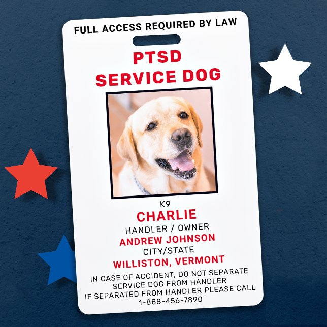 Tarjeta De Identificación Placa de identificación de perro de servicio para  (Subido por el creador)