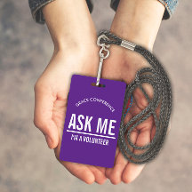 Placa de identificación de voluntario Pregúntame e