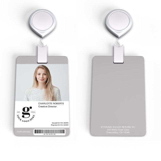 Tarjeta De Identificación Placa de identificación gris con código de barras  (Subido por el creador)