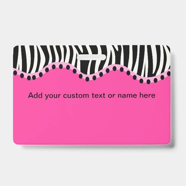 Tarjeta De Identificación Placa de identificación horizontal de cebra funky (Parte frontal)