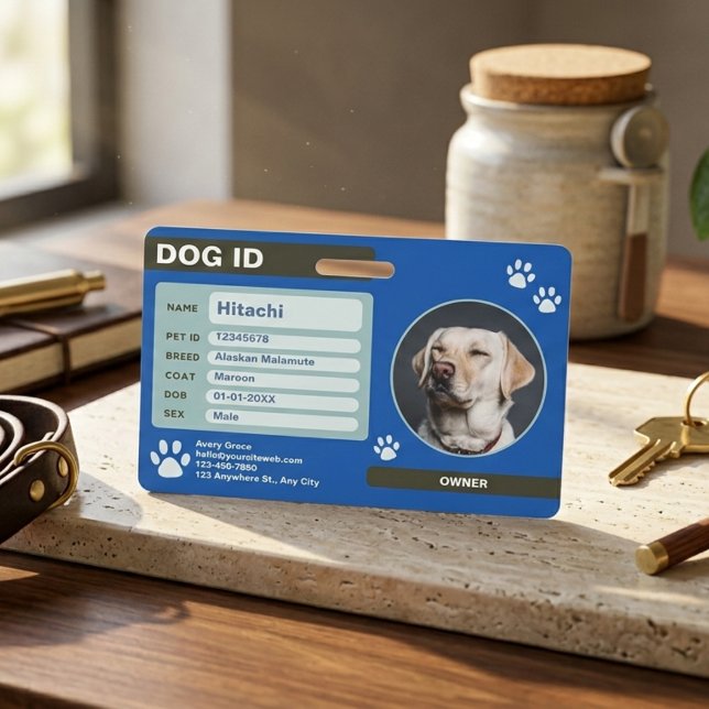 Tarjeta De Identificación Placa de identificación moderna personalizable par (Modern Customizable Dog ID Tag with Photo Badge)