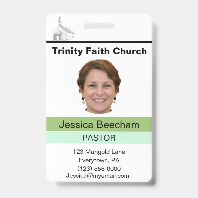 Tarjeta De Identificación Placa de identificación personalizada para pastora (Parte frontal)