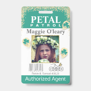 Tarjeta De Identificación placa de la Patrulla de Petal, Chica de flores