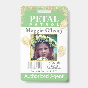 Tarjeta De Identificación placa de la Patrulla de Petal, Chica de flores