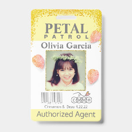 Tarjeta De Identificación placa de la Patrulla de Petal, Chica de flores