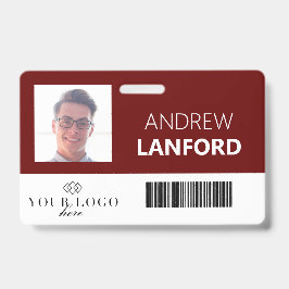 Tarjeta De Identificación Placa de nombre de empleado | Logotipo y color per