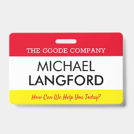 Tarjeta De Identificación Placa de nombre de empleado | Texto y color person