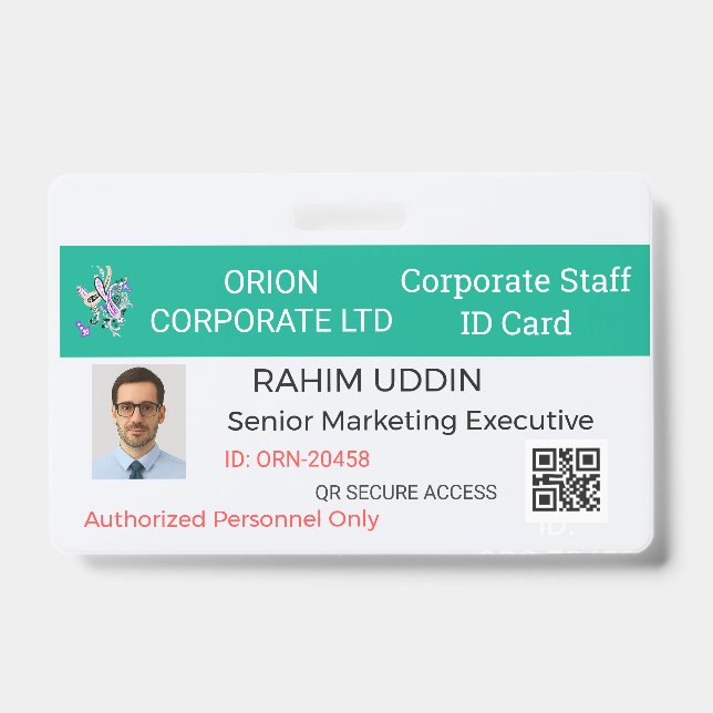 Tarjeta De Identificación Placa de nombre para empresa|ID de empleado|Pro|Pe (Parte frontal)