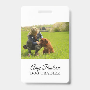 Tarjeta De Identificación Placa de servicios de mascotas de foto de entrenad