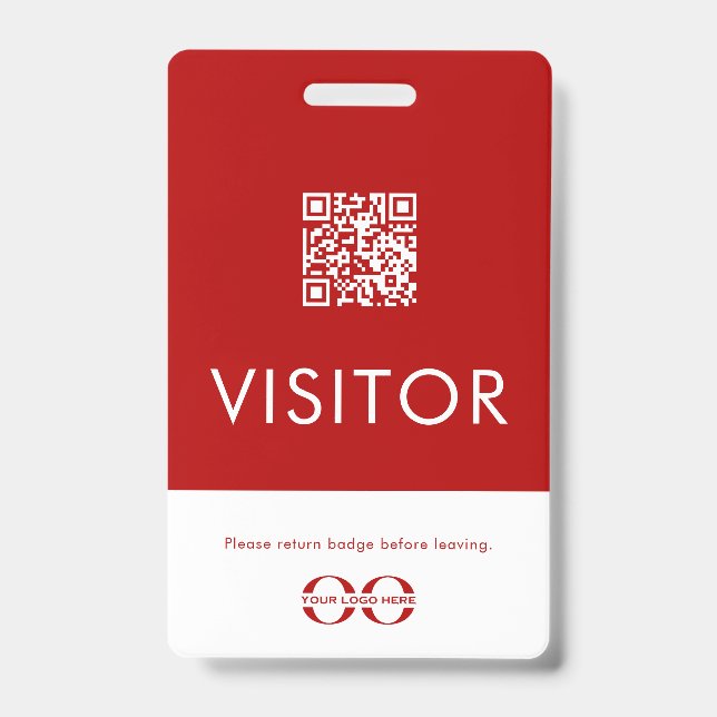 Tarjeta De Identificación Placa de visitante con código QR rojo personalizad (Parte frontal)