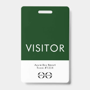 Tarjeta De Identificación Placa de visitante verde personalizada para hotele