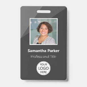 Tarjeta De Identificación Placa gris personalizada para empleados - Foto, Lo