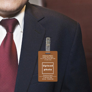 Tarjeta De Identificación Placa marrón con foto de empleado basada en texto