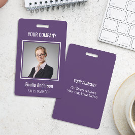 Tarjeta De Identificación Placa personalizada básica de nombre y foto de emp