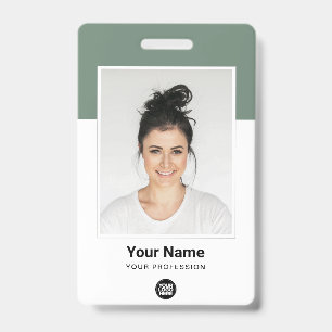 Tarjeta De Identificación Placa personalizada de empleado en verde salvia gr
