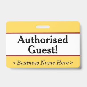 Tarjeta De Identificación Placa simple de "Invitado Autorizado!"