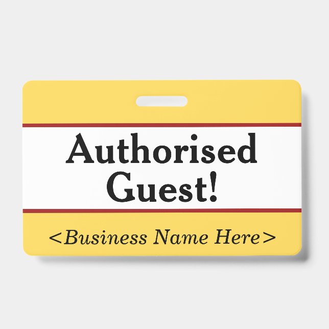 Tarjeta De Identificación Placa simple de "Invitado Autorizado!" (Parte frontal)