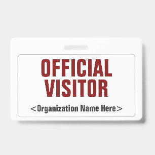 Tarjeta De Identificación Placa "VISITANTE OFICIAL" sencilla