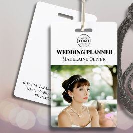 Tarjeta De Identificación Planificador de bodas ID Foto Logotipo simple insi