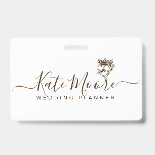 Tarjeta De Identificación Planificador de Eventos de Boda Escrita Triple Cor