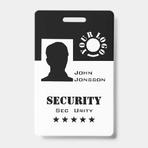 Tarjeta De Identificación Plantilla de código de logo de foto en blanco y ne