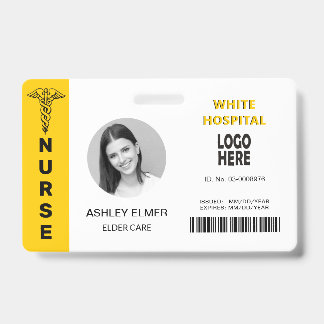Tarjeta De Identificación Plantilla de foto amarilla de ID de enfermera de c