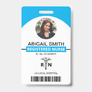Tarjeta De Identificación plantilla de foto caduceo azul para empleado de RN